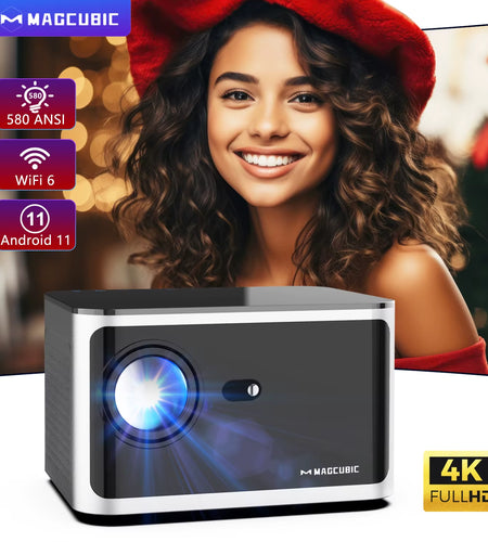 580ANSI Projector Android 11 4K 1080P Wifi6 Voice Control Allwinner H713 Electronic Focus BT 5.0 Home Cinema HY350 Pro