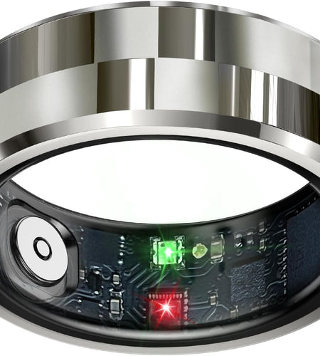 Smart Ring Health Tracker, Sleep Tracker Ring with Heart Rate, Waterproof Fitness Ring for Activity Monitoring/Steps/Distance/Calories,Air Gestures,Up to 7Day Battery,For Ios Android(Stylish Silver#8)
