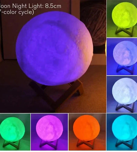 D5 Starry Moon Lamp 8Cm - LED Night Light with Stand, Perfect for Bedroom Decor and Gifts