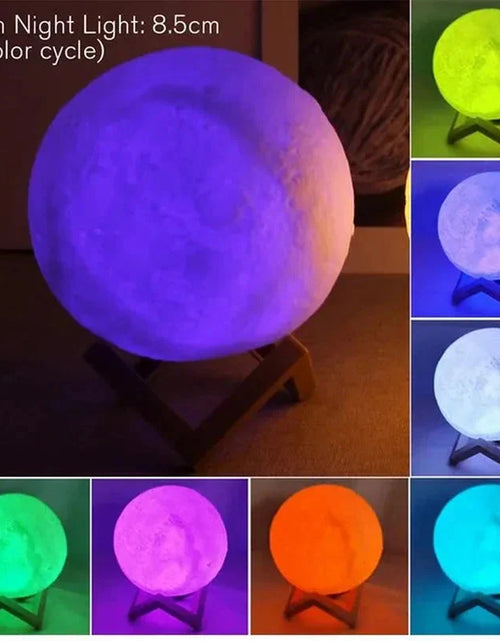 Load image into Gallery viewer, D5 Starry Moon Lamp 8Cm - LED Night Light with Stand, Perfect for Bedroom Decor and Gifts
