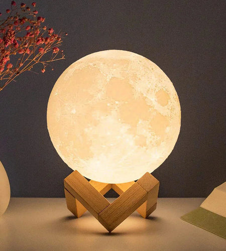 D5 Starry Moon Lamp 8Cm - LED Night Light with Stand, Perfect for Bedroom Decor and Gifts