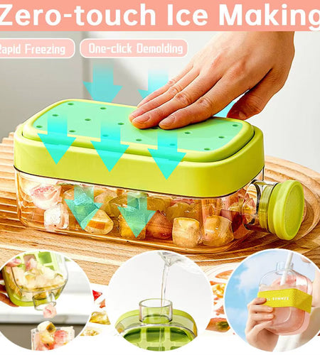 ChillSip Bottle Set – Stylish Water Bottle with Straw & Zero-Contact Ice Cube Tray