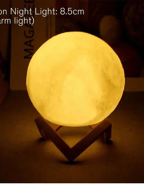 Load image into Gallery viewer, D5 Starry Moon Lamp 8Cm - LED Night Light with Stand, Perfect for Bedroom Decor and Gifts
