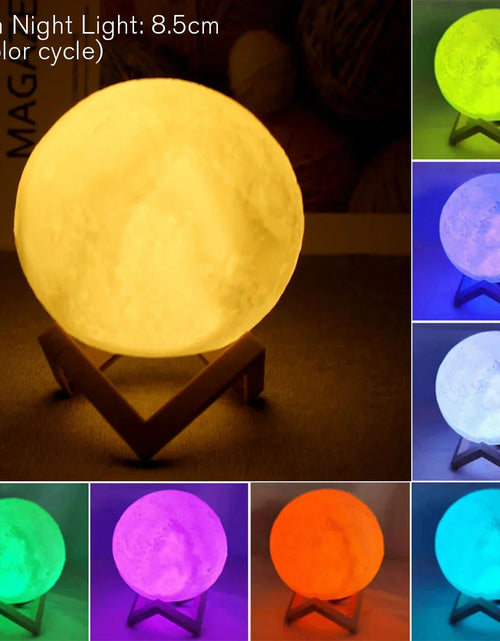 Load image into Gallery viewer, D5 Starry Moon Lamp 8Cm - LED Night Light with Stand, Perfect for Bedroom Decor and Gifts
