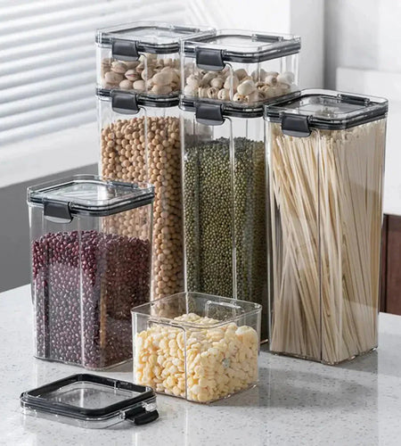 Multipurpose Food Storage Containers Set - Clear Jars with Lids for Cereal, Candy, and Dry Goods