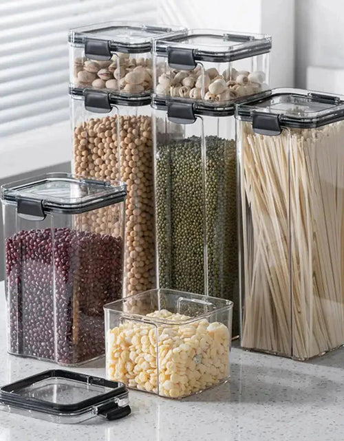 Load image into Gallery viewer, Multipurpose Food Storage Containers Set - Clear Jars with Lids for Cereal, Candy, and Dry Goods
