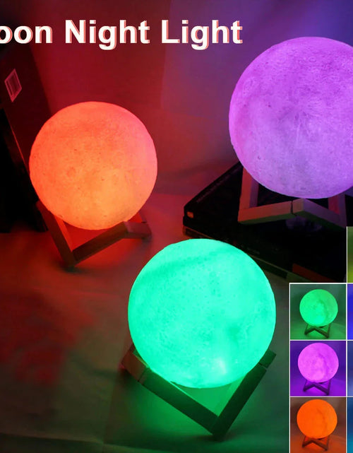Load image into Gallery viewer, D5 Starry Moon Lamp 8Cm - LED Night Light with Stand, Perfect for Bedroom Decor and Gifts
